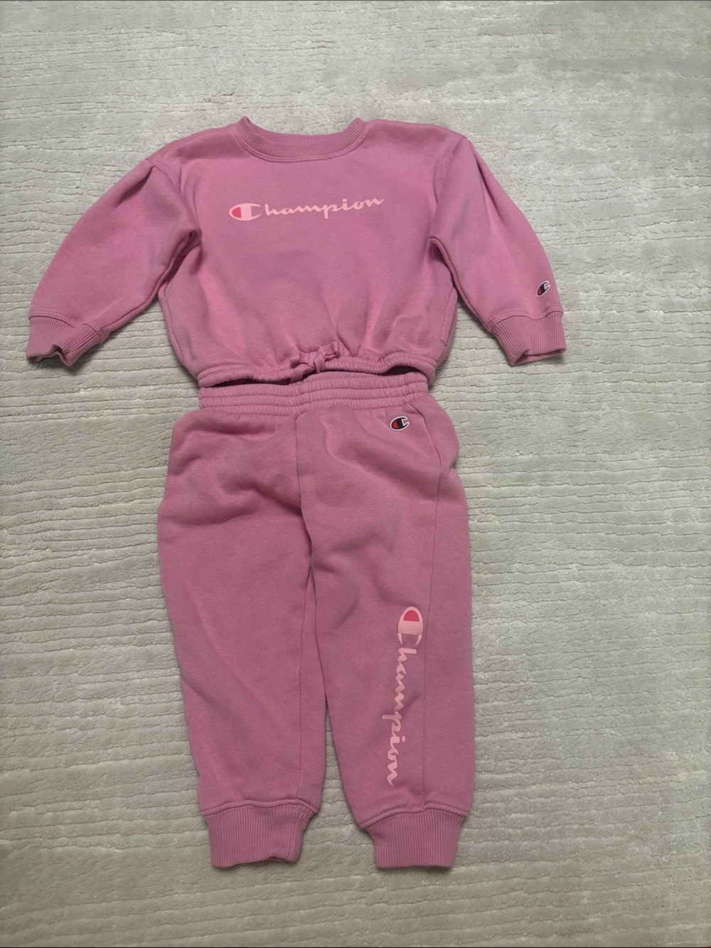 Champion Kids Pink Logo Sweatshirt & Joggers Set - Pink 24 months